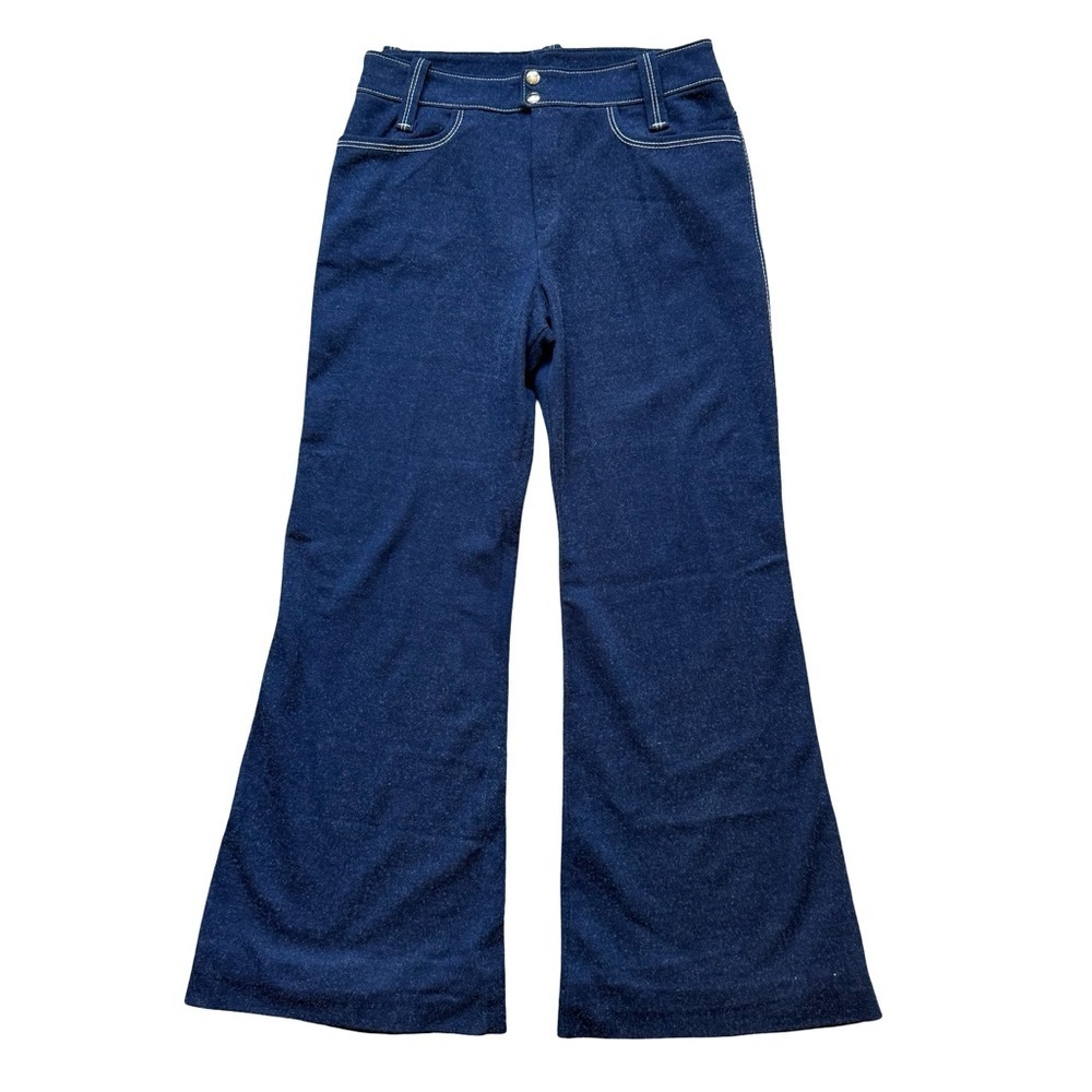 Source Unknown Vintage 70s Dark Blue Flare Pants Size S Disco Retro Bell Bottoms